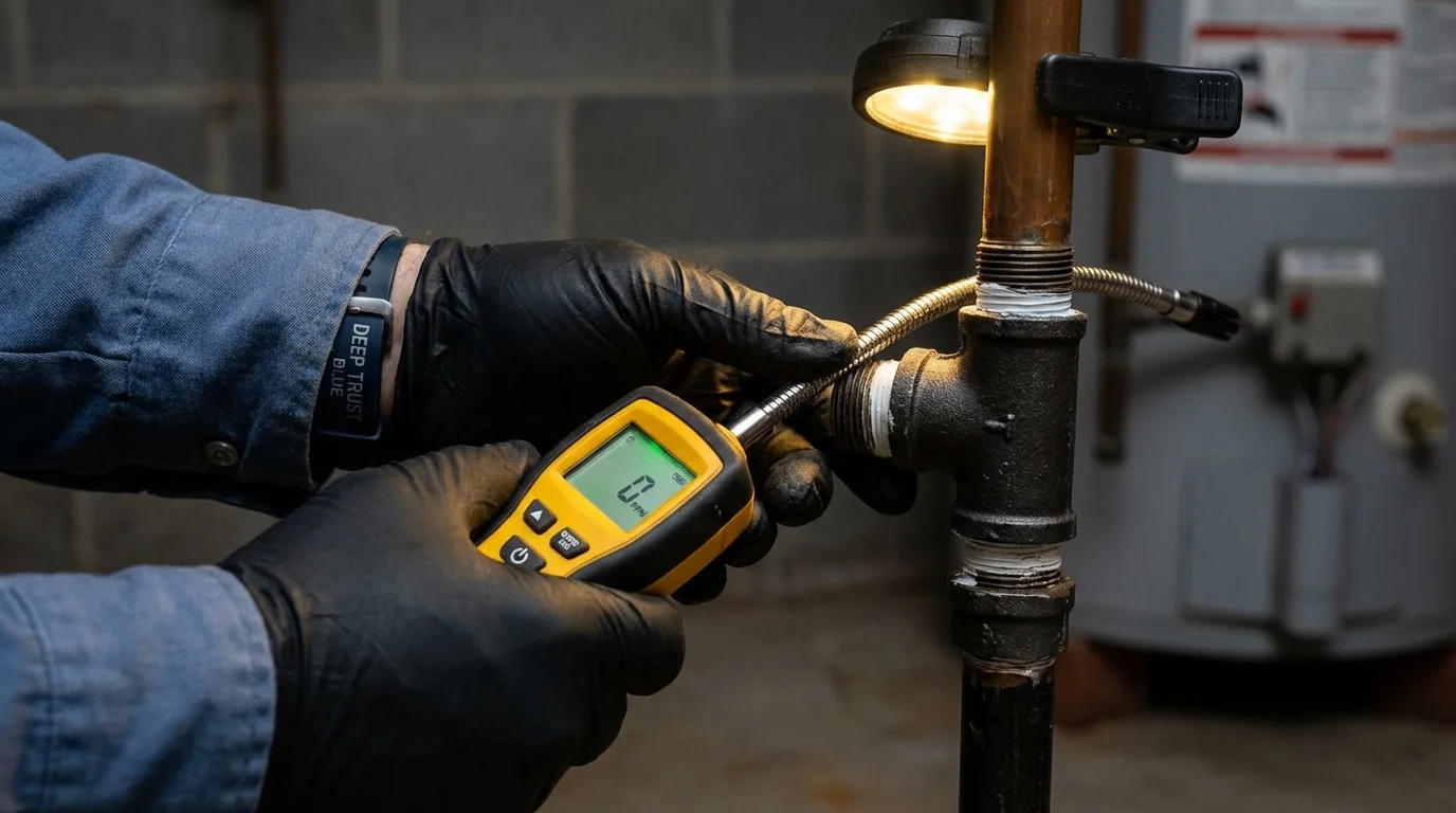Gas leak detection with electronic sniffer by Johns Plumbing LLC in Old Bethpage