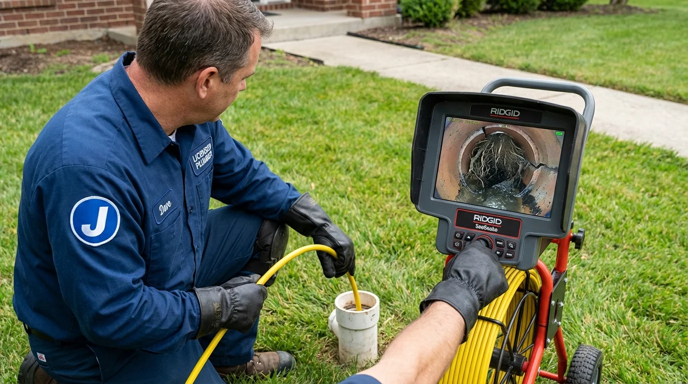 Sewer camera inspection being performed by Johns Plumbing LLC in Old Bethpage